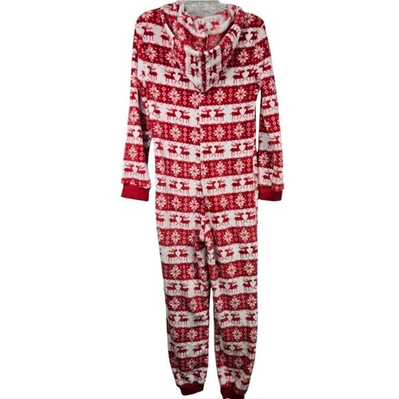 Reindeer Adult Onesie Furry Holiday Hooded Union Suit 1pc Pajama Sleepwear PJs - Picture 7 of 12